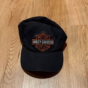 Vintage Harley-Davidson Black and Orange Logo Hat